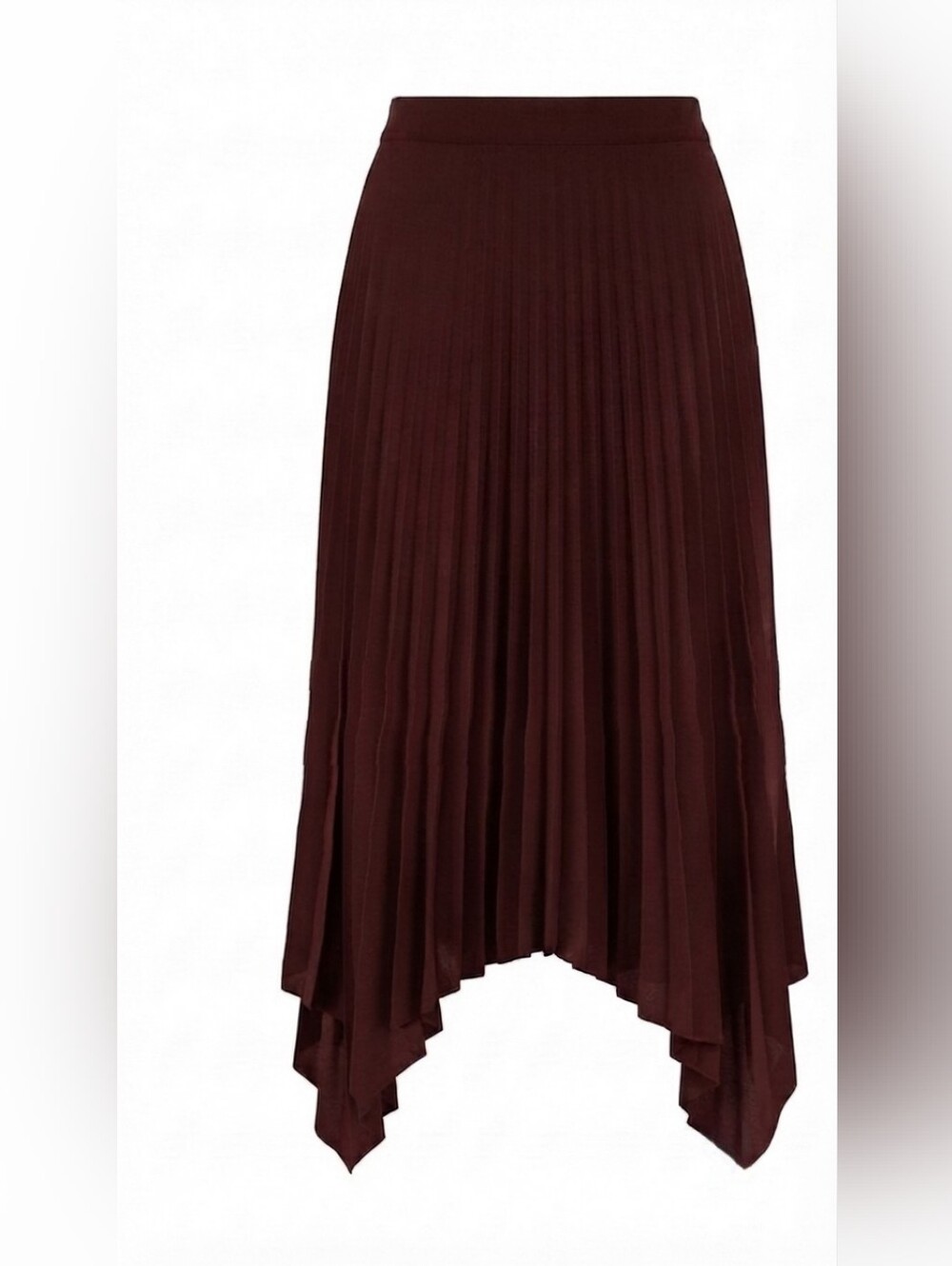 Harper Los Angeles  Burgundy Brown Pleated Asymmetrical Skirt - Size:L